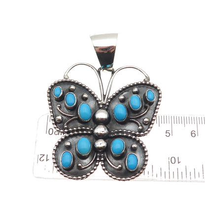 Darrin Livingston Navajo Old Pawn Sterling Vintage Turquoise Butterfly Pendant