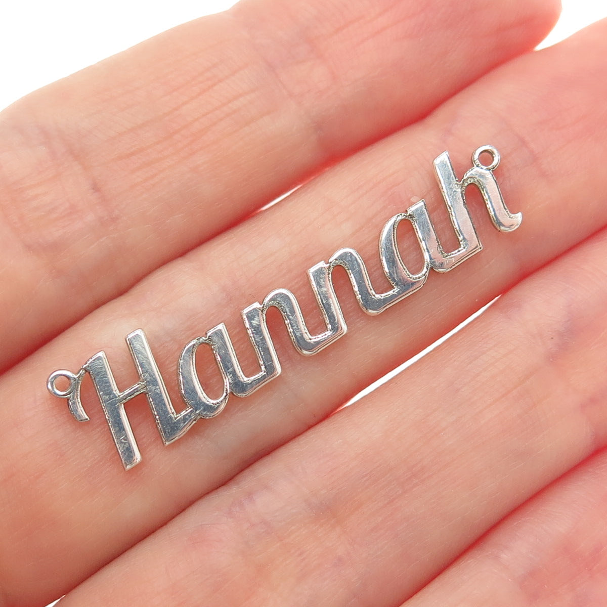 925 Sterling Silver Vintage Hannah Nameplate Centerpiece Pendant