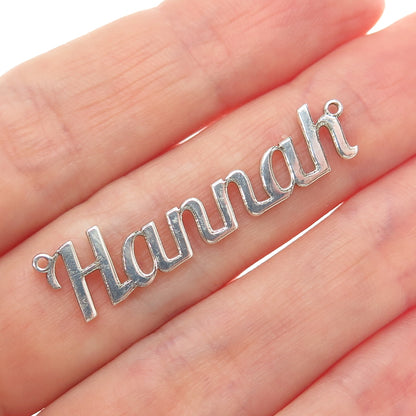 925 Sterling Silver Vintage Hannah Nameplate Centerpiece Pendant