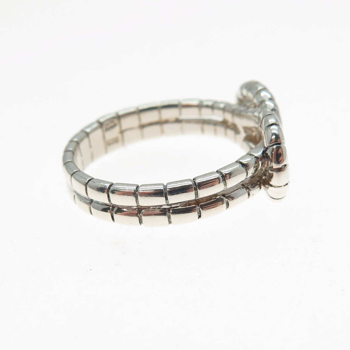 925 Sterling Silver Vintage CII Round-Cut C Z Love Knot Modernist Ring Size 6.25