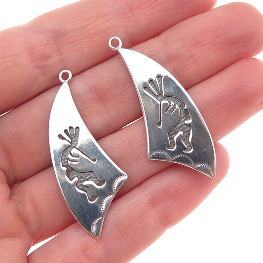 Old Pawn Sterling Silver Vintage Southwestern Kokopelli Tribal Jacket Earrings