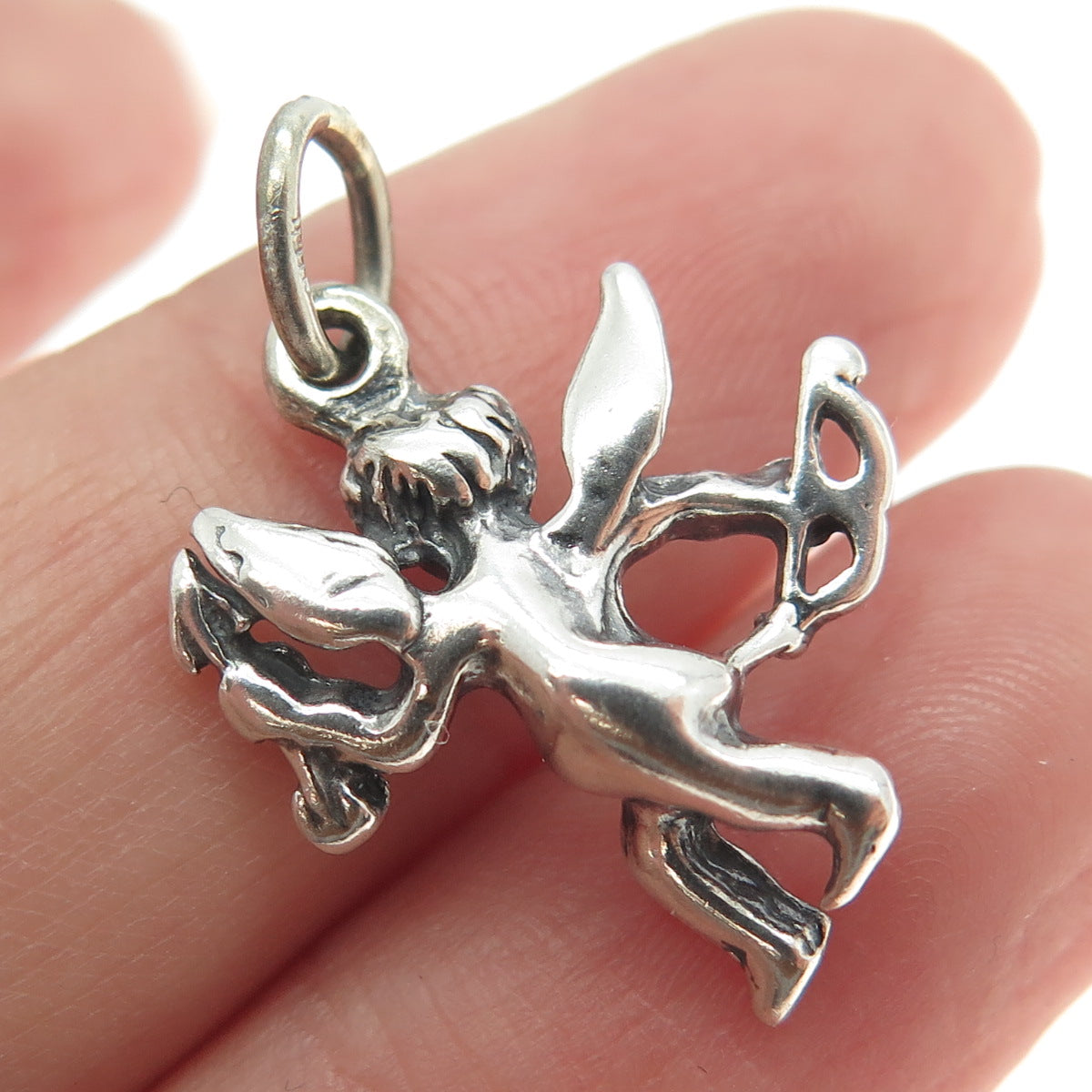 925 Sterling Silver Vintage Cupid Charm Pendant