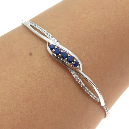 KARIZIA SPA KA 1772 Sterling Lab-Created Sapphire Topaz Adjustable Bracelet 7-9"