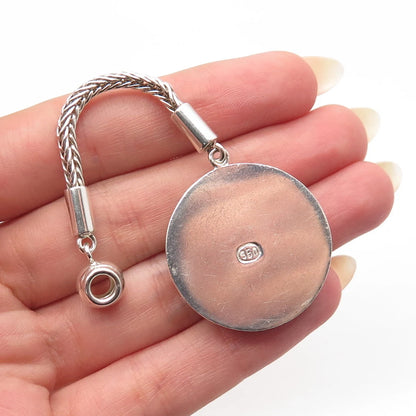 950 Silver Vintage Real Eilat Gemstone Fob Key Chain