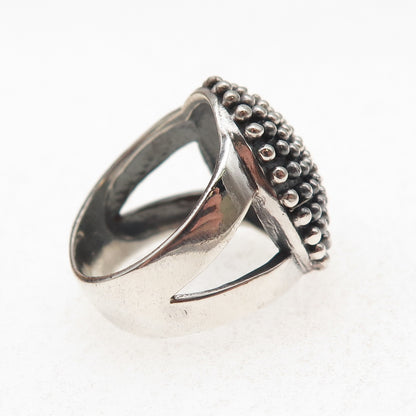 Sidney Evan 925 Sterling Silver Vintage Modernist Dotted Oxidized Ring Size 7.25