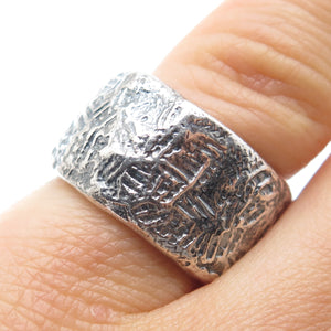 BRIM BITER 925 Sterling Silver Vintage Modernist Oxidized Band Ring Size 6