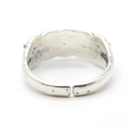 925 Sterling Silver Vintage Chinese Character Adjustable Ring Size 5.75