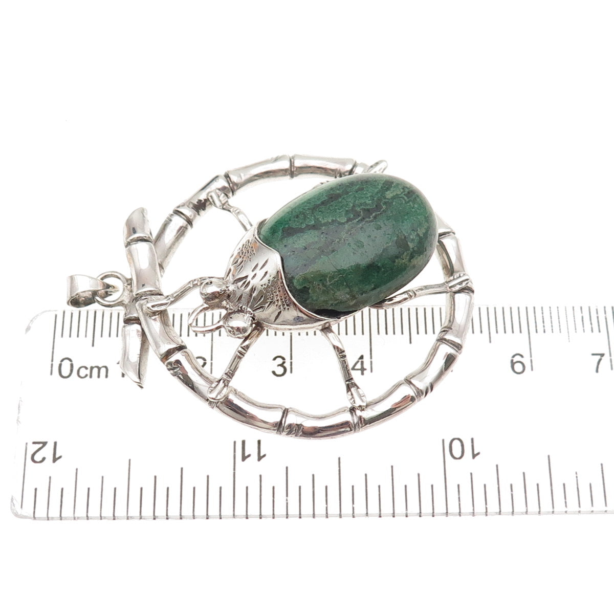 925 Sterling Silver Vintage Real Eilat Beetle Bamboo Oxidized Pendant