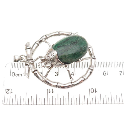 925 Sterling Silver Vintage Real Eilat Beetle Bamboo Oxidized Pendant