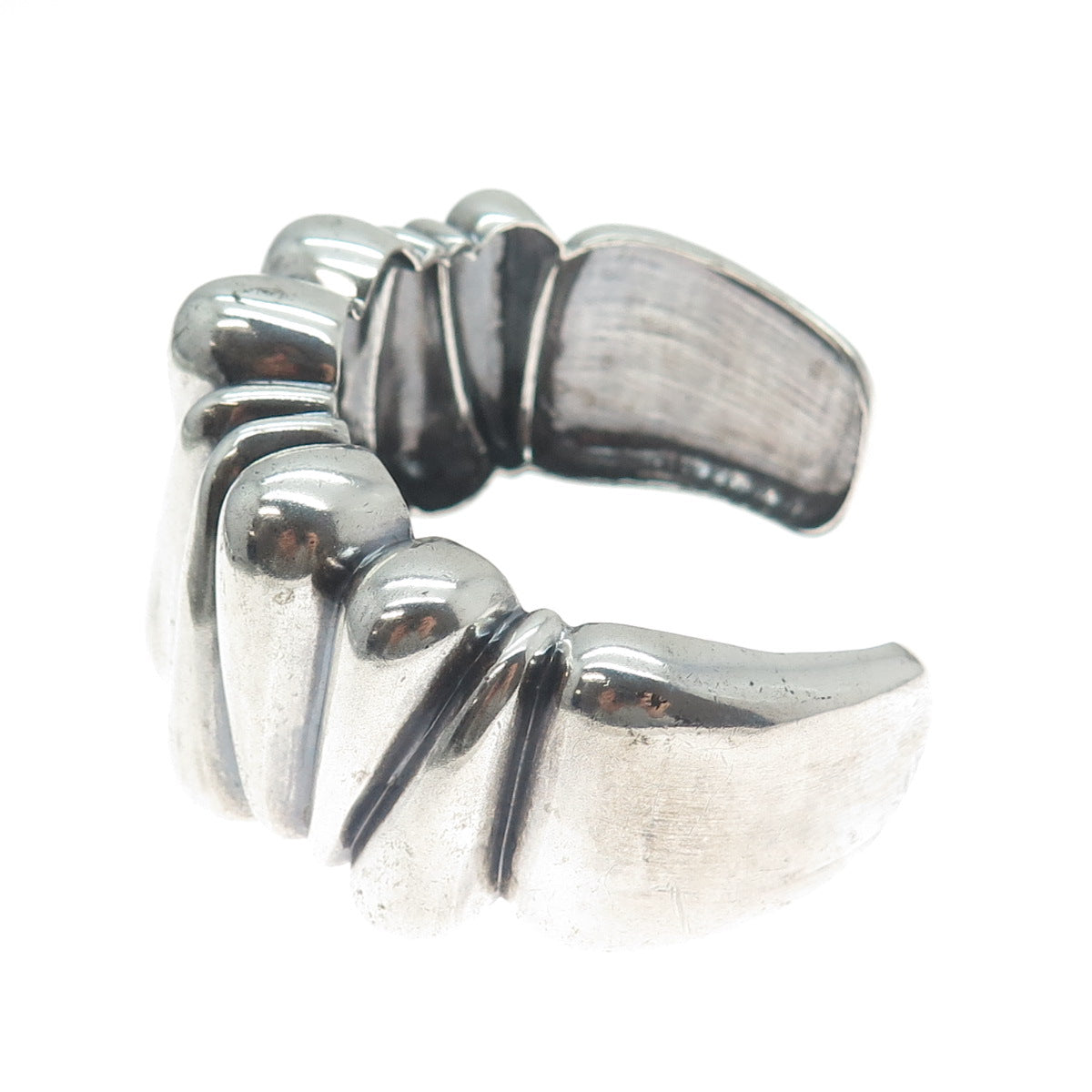 925 Sterling Silver Vintage Modernist Adjustable Oxidized Cuff Bracelet 7.25"