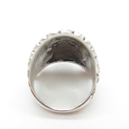925 Sterling Silver Vintage Indian Chief Tribal Statement Ring Size 8.75