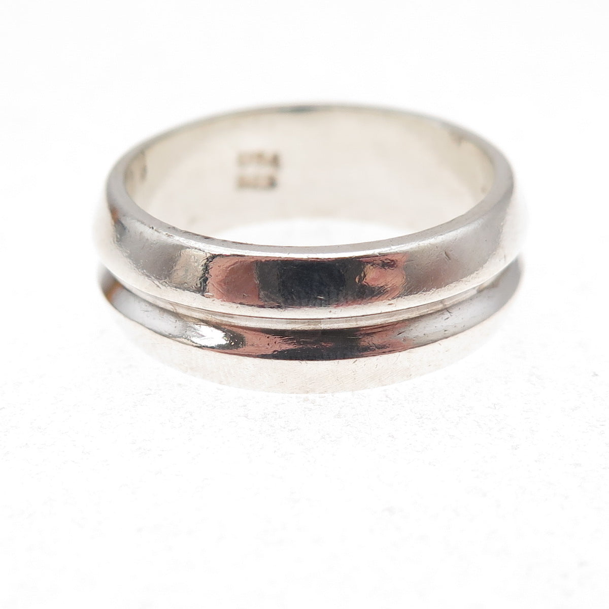 925 Sterling Silver Vintage Modernist Band Ring Size 8