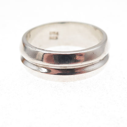 925 Sterling Silver Vintage Modernist Band Ring Size 8