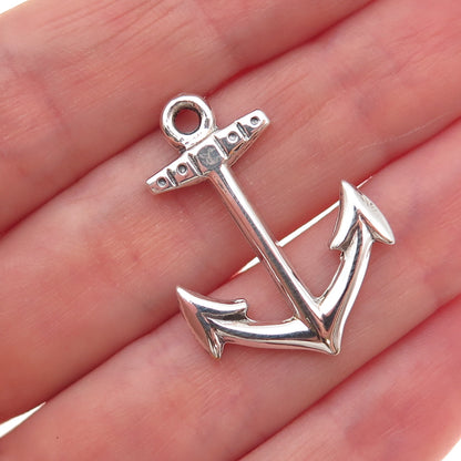 925 Sterling Silver Vintage Anchor Oxidized Charm Pendant