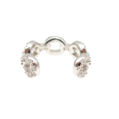 925 Sterling Silver Round-Cut C Z Cable Link SINGLE Cuff Earring