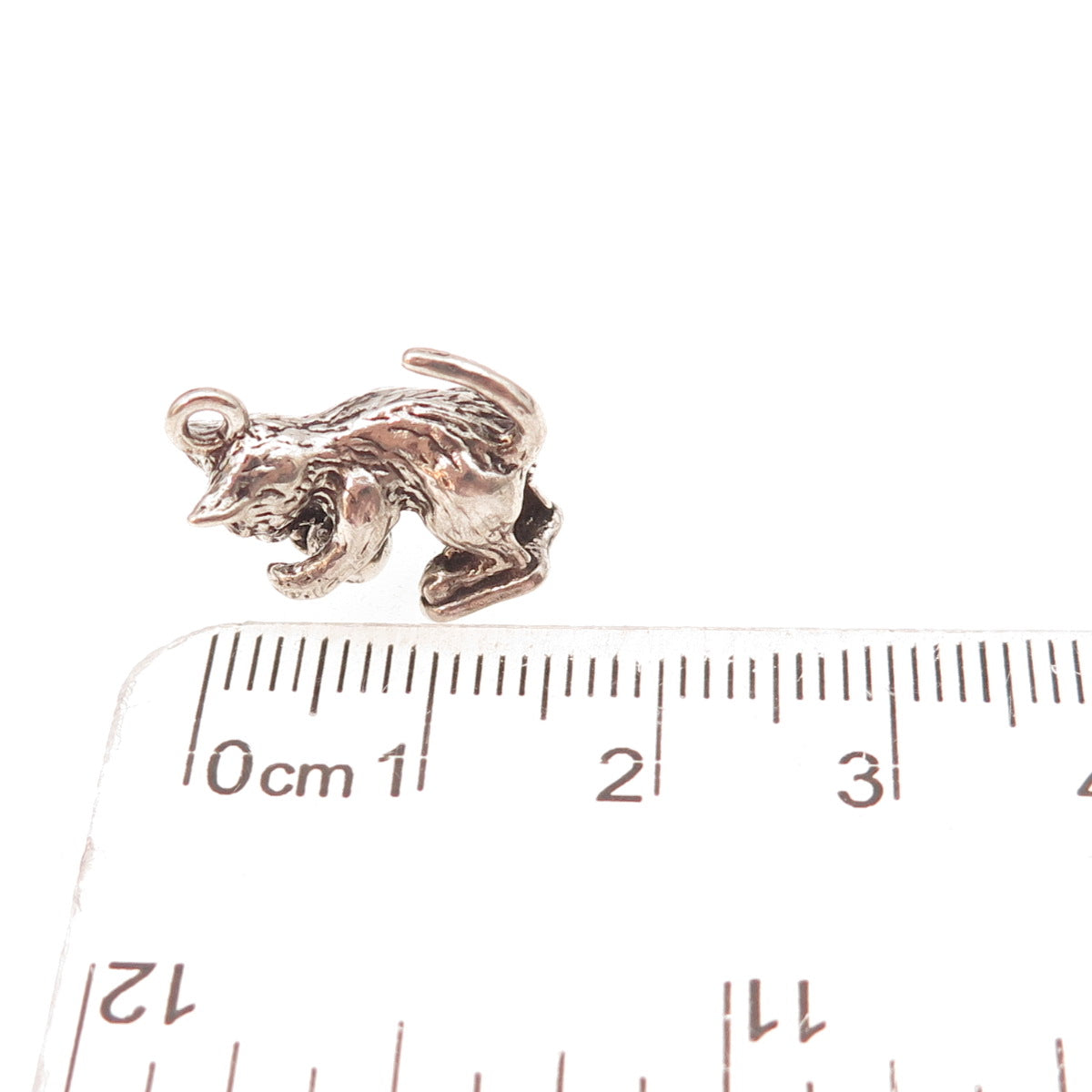Sunwest 925 Sterling Silver Vintage Playing Cat & Ball Oxidized 3D Charm Pendant