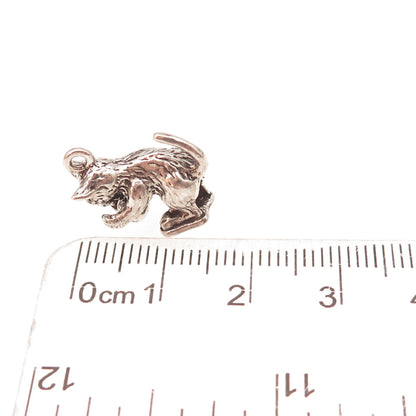 Sunwest 925 Sterling Silver Vintage Playing Cat & Ball Oxidized 3D Charm Pendant