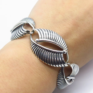 925 Sterling Silver Vintage Danecraft Ribbed Link Bracelet 7.5"