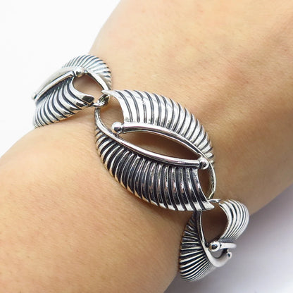 925 Sterling Silver Vintage Danecraft Ribbed Link Bracelet 7.5"