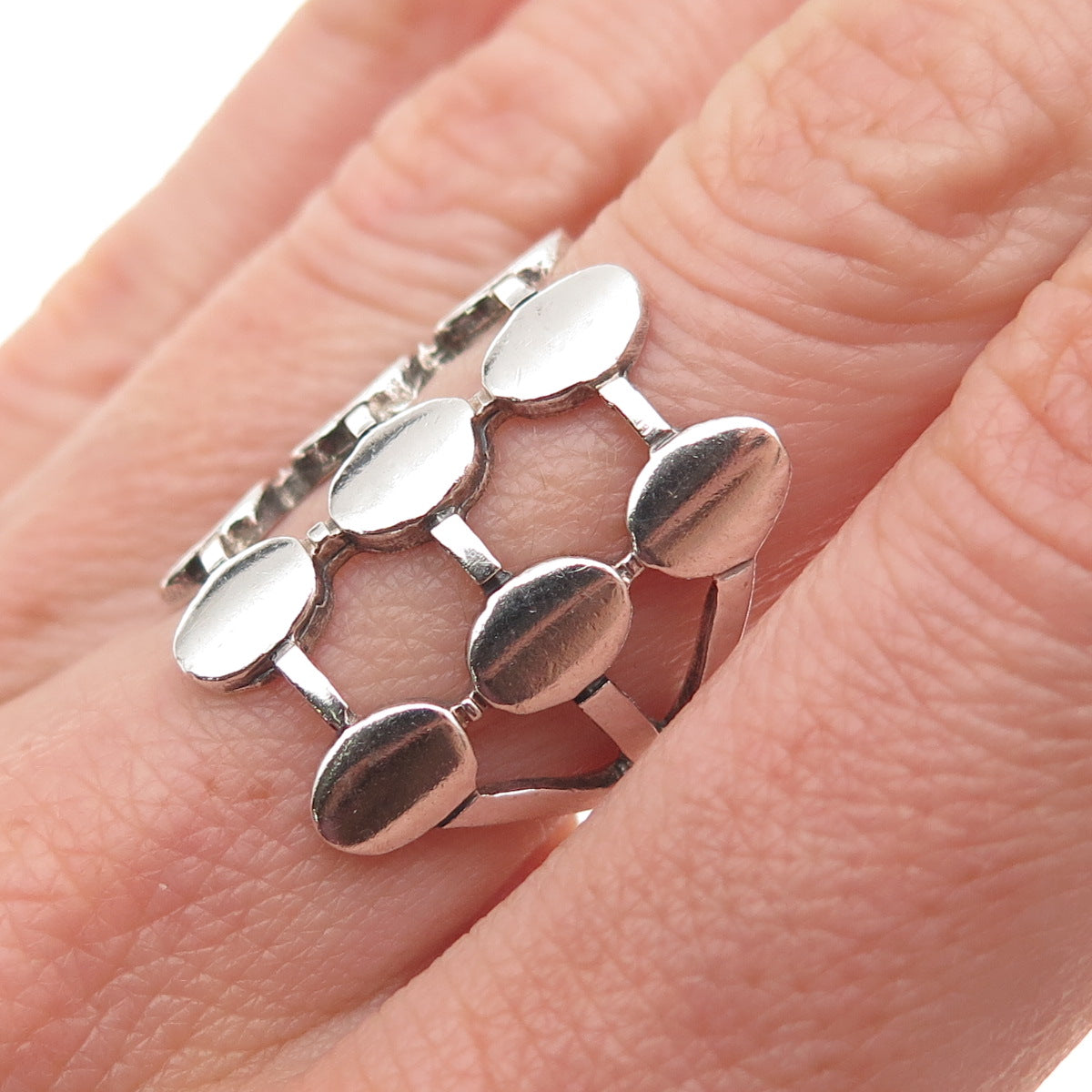 925 Sterling Silver Vintage Modernist Oxidized Ring Size 6.25