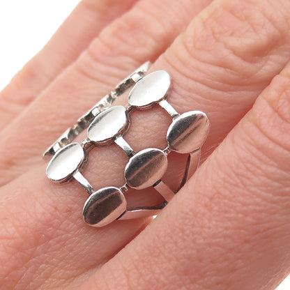 925 Sterling Silver Vintage Modernist Oxidized Ring Size 6.25