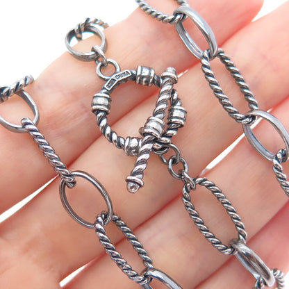 925 Sterling Silver Vintage Oxidized Multi-Oval Chain Necklace 18"