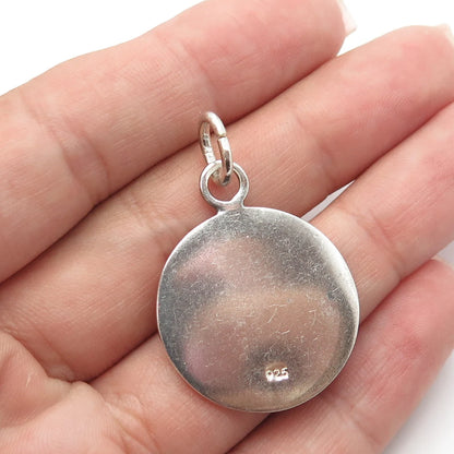 925 Sterling Silver Vintage "mama mama mama" Round Medal Pendant