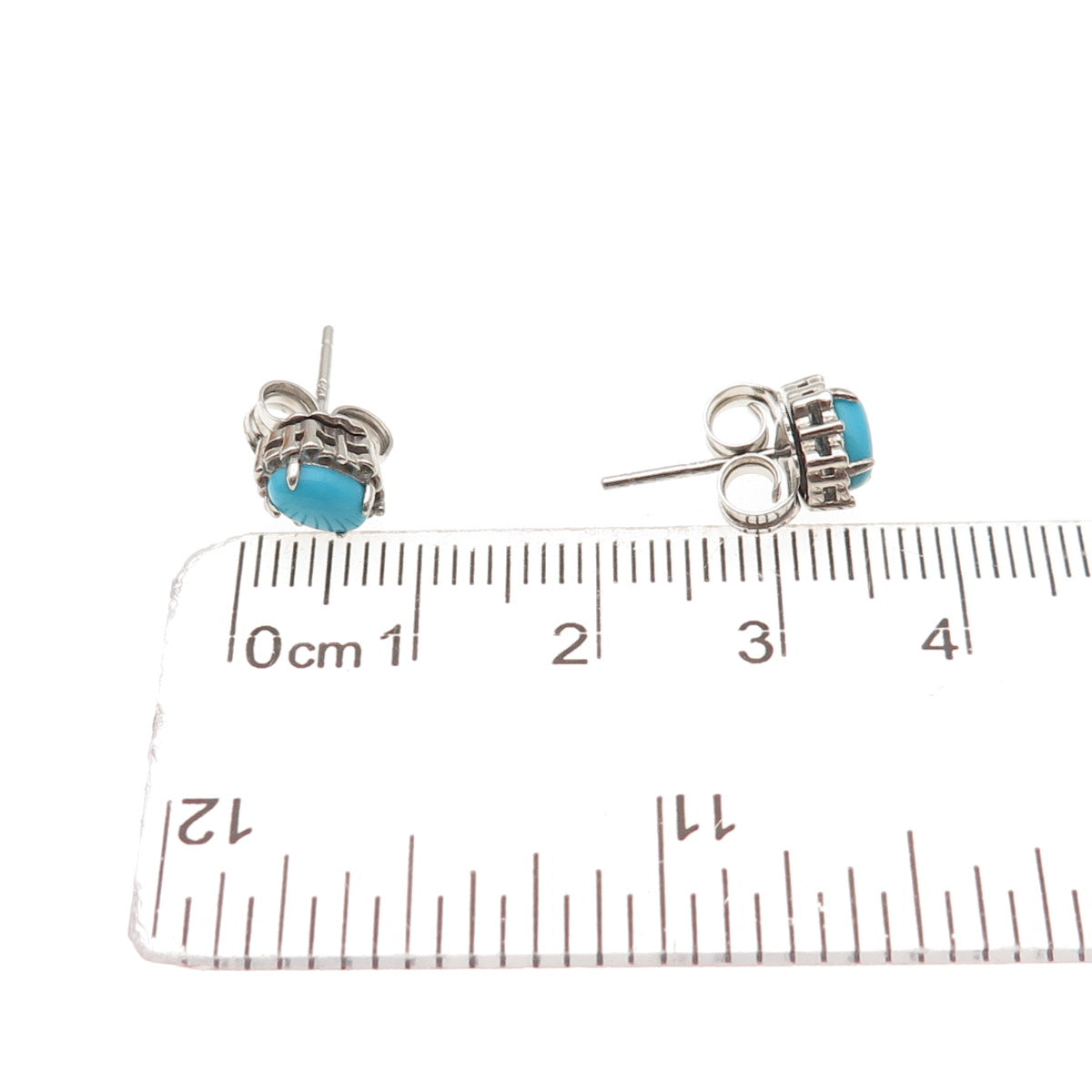 925 Sterling Silver Real Sleeping Beauty Turquoise Stud Earrings