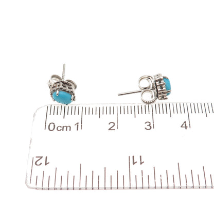 925 Sterling Silver Real Sleeping Beauty Turquoise Stud Earrings