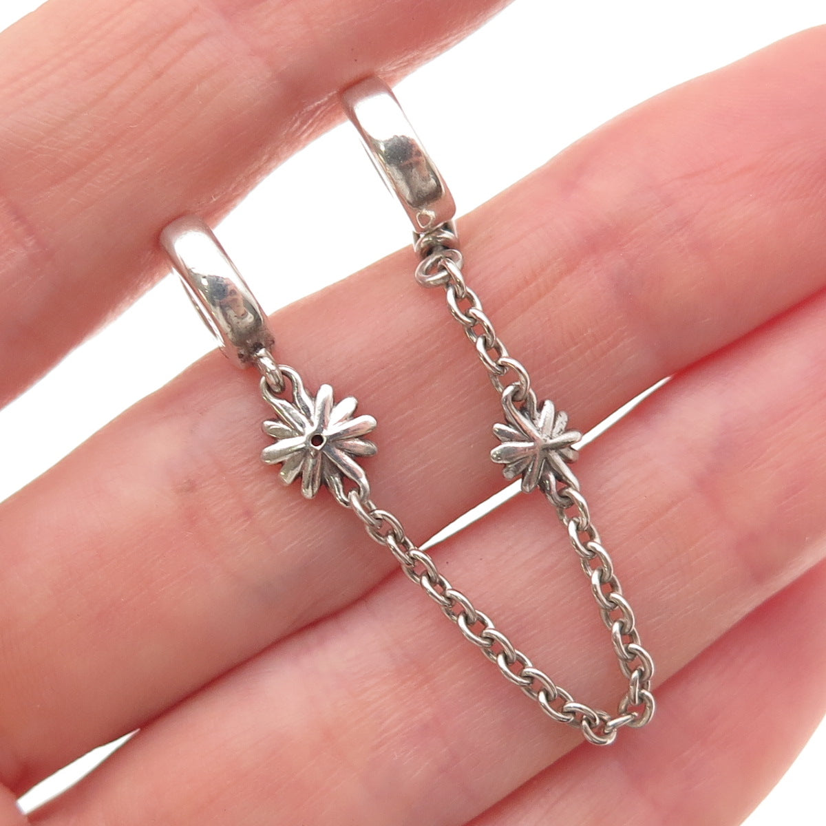 Pandora 925 Sterling Silver Daisy Flower Safety Chain Charm