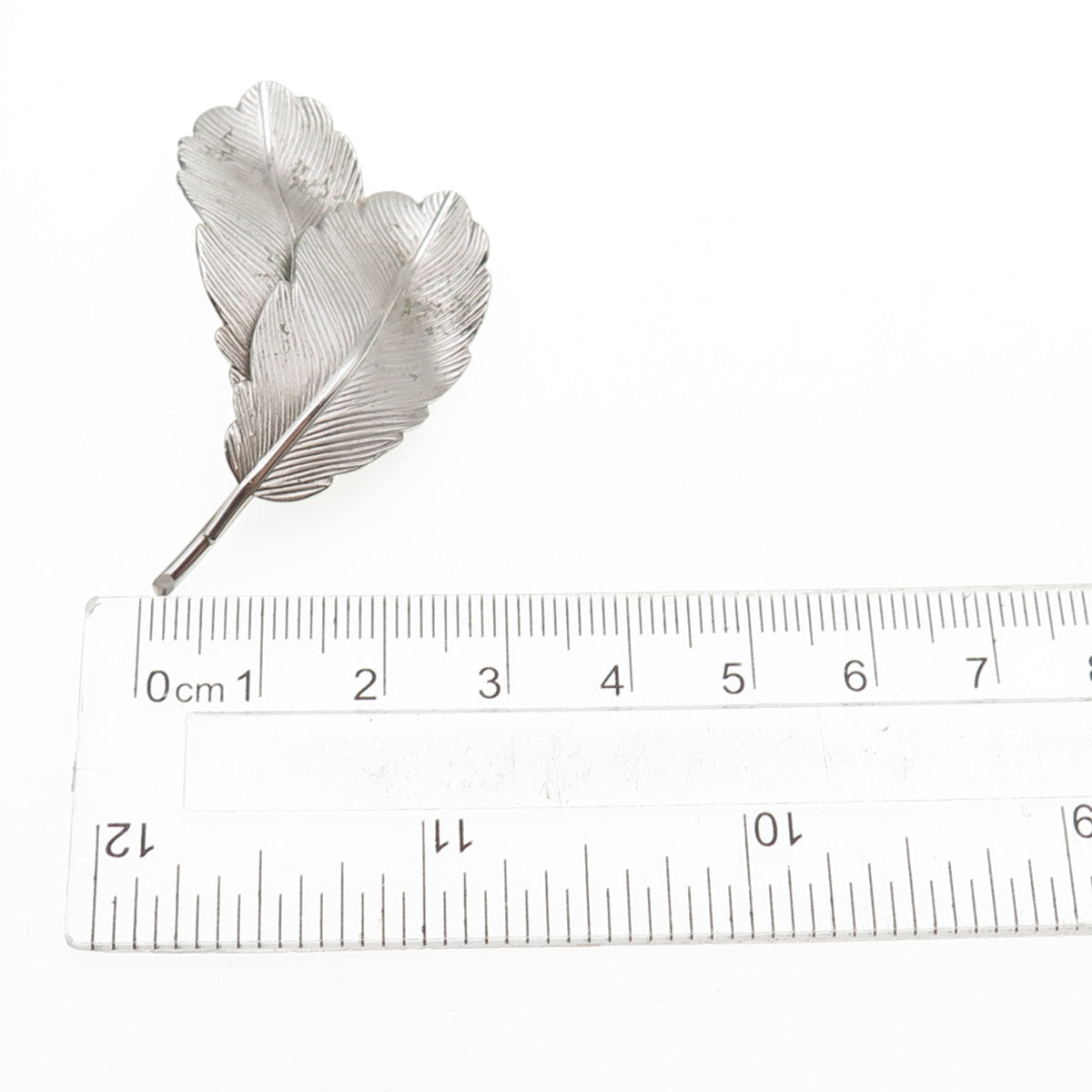DuBARRY F.A. 925 Sterling Silver Antique Art Deco Feather Oxidized Pin Brooch