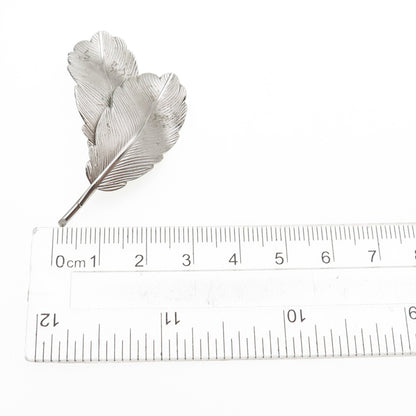 DuBARRY F.A. 925 Sterling Silver Antique Art Deco Feather Oxidized Pin Brooch