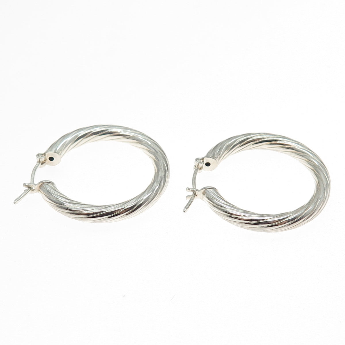 925 Sterling Silver Vintage Italy Modernist Twisted Hoop Earrings