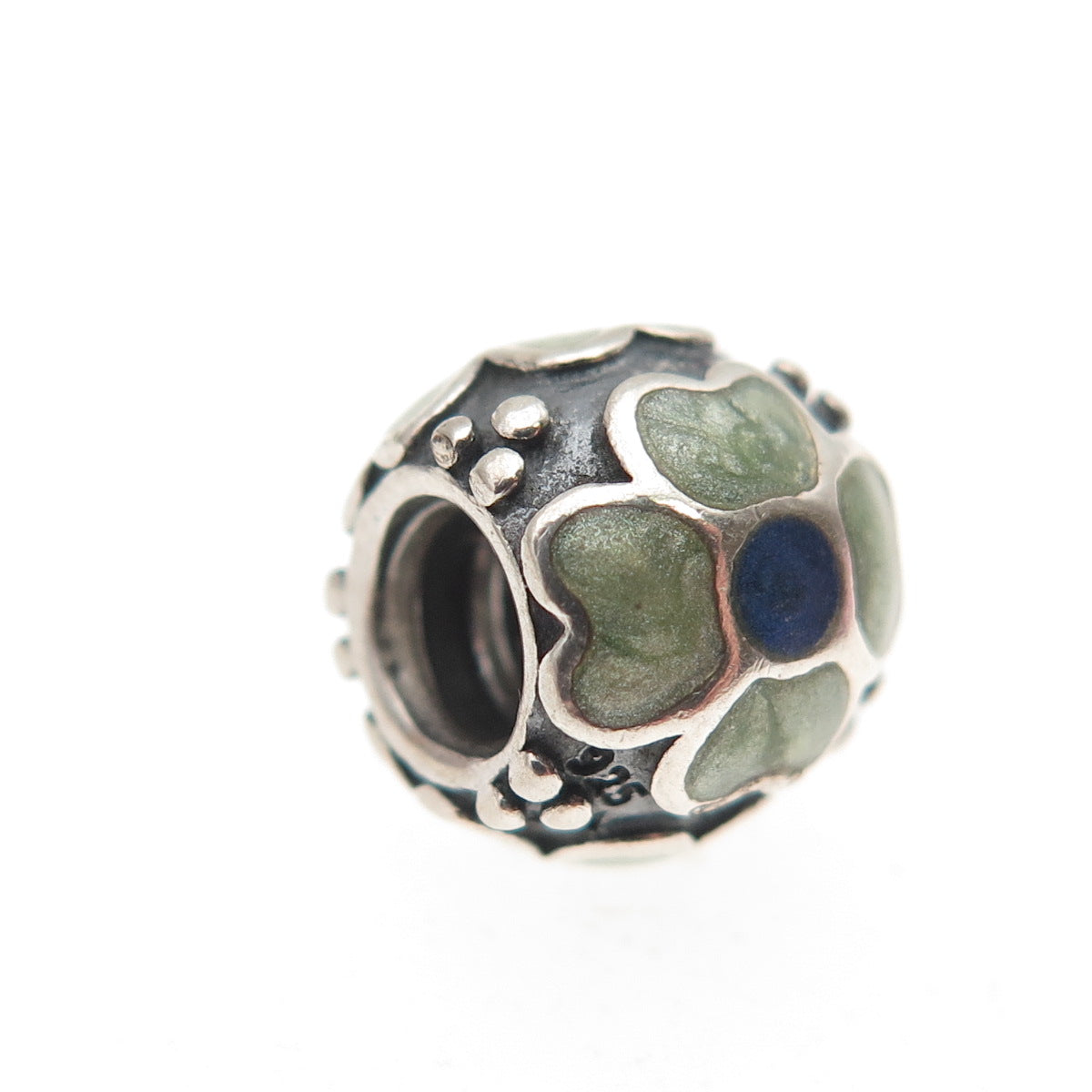 Pandora 925 Sterling Silver Enamel Daisy Flower Slide Bead Charm