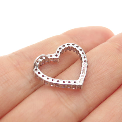 ROSS SIMONS Sterling Silver Round-Cut Pink C Z Heart Mini Slide Charm Pendant