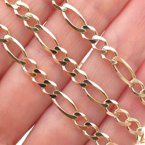 Han 925 Sterling Silver Gold Plated Italy Figaro Chain Necklace 18"