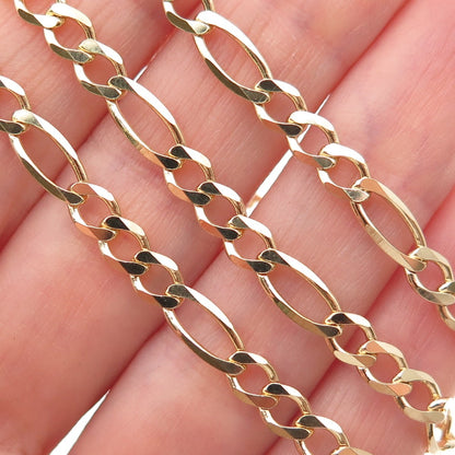 Han 925 Sterling Silver Gold Plated Italy Figaro Chain Necklace 18"