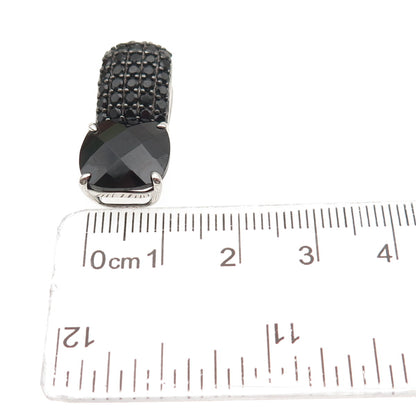 925 Sterling Silver Real Cushion & Round-Cut Black Spinel Slide Charm Pendant