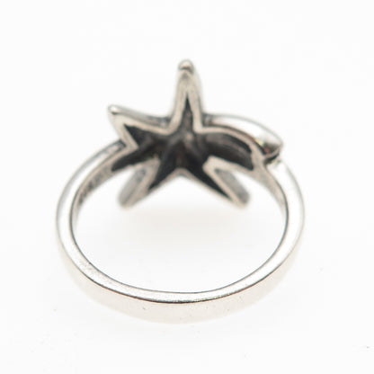 925 Sterling Silver Vintage Modernist Starfish Oxidized Ring Size 6.75