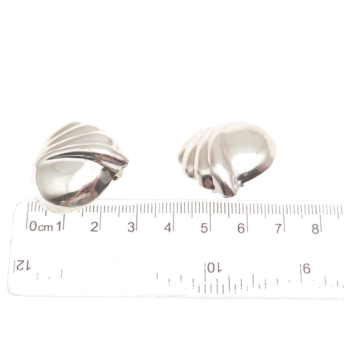 925 Sterling Silver Vintage Mexico Modernist Clip On Earrings