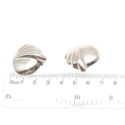 925 Sterling Silver Vintage Mexico Modernist Clip On Earrings