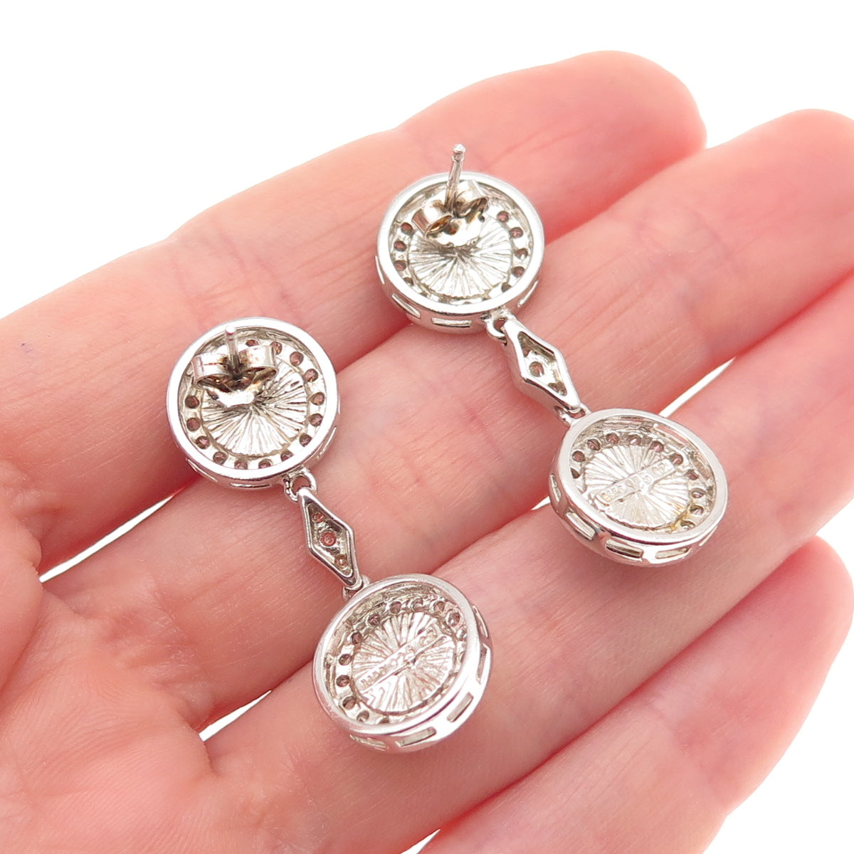 ESPO Joseph Esposito 925 Sterling Silver Real Turquoise & C Z Dangle Earrings