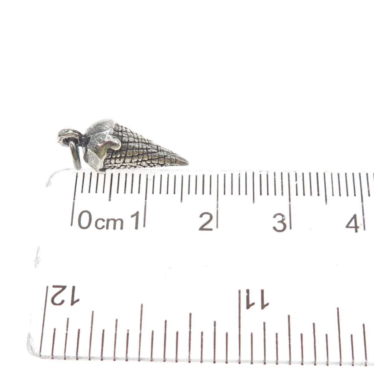 SUNWEST 925 Sterling Silver Vintage Ice Cream Cone Minimalist 3D Charm Pendant