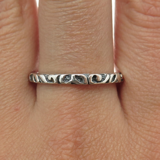 SILPADA 925 Sterling Silver Vintage Swirl Stackable Band Oxidized Ring Size 10