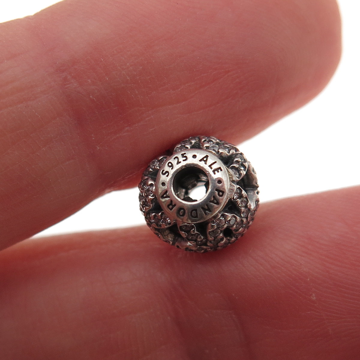 Pandora 925 Sterling Silver C Z Essence Appreciation Slide Bead Charm