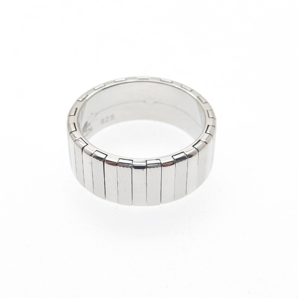 NEOS 925 Sterling Silver Textured Ribbed Band Ring Size 8.25