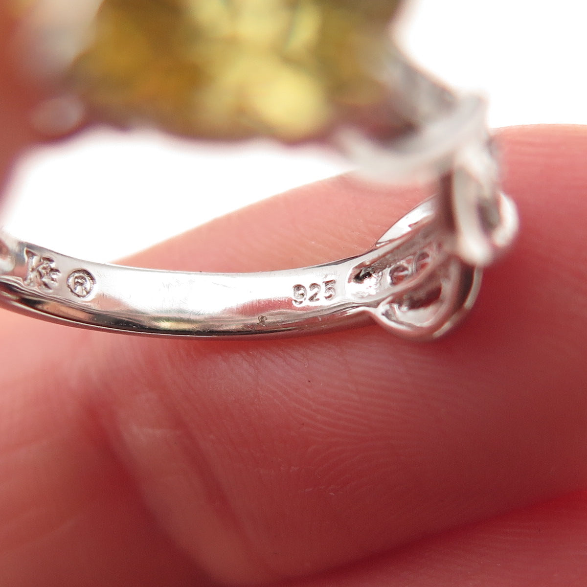 Key Star 925 Sterling Silver Round-Cut Canary & White C Z Ring Size 6