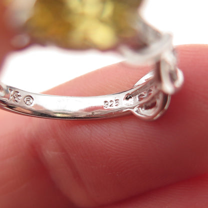 Key Star 925 Sterling Silver Round-Cut Canary & White C Z Ring Size 6