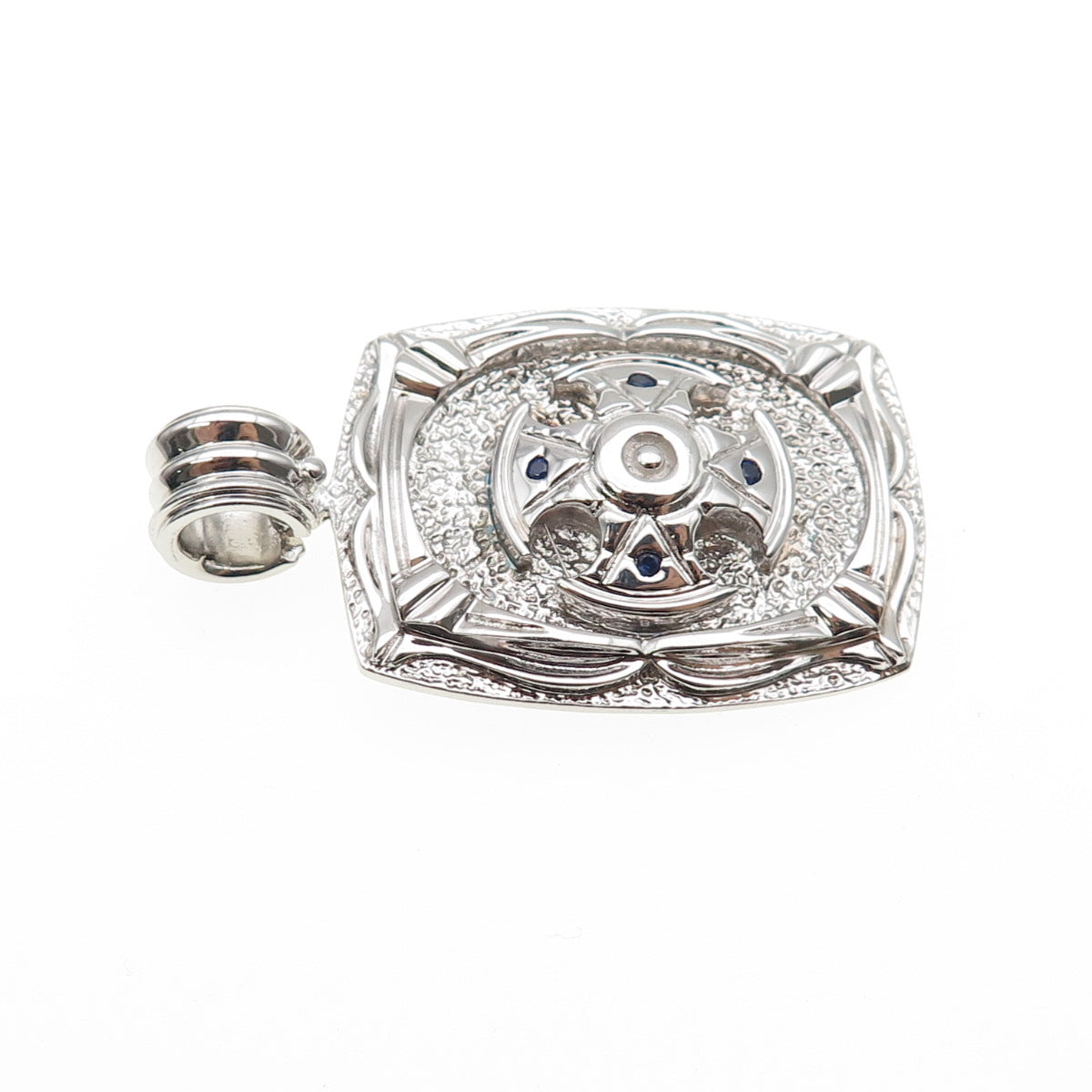 JOLUSA 925 Sterling Silver Real Round-Cut Sapphire Cross Pendant