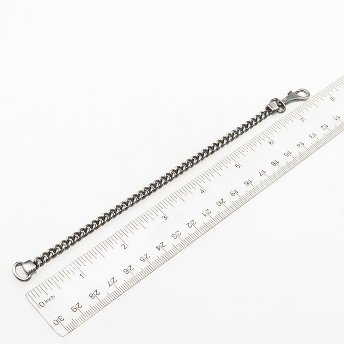 COACH 925 Sterling Silver Vintage Cuban Link Oxidized Key Chain 7.5"